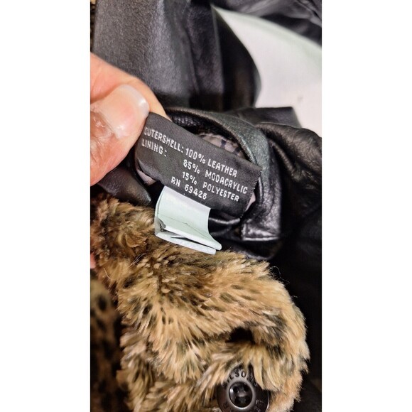 WILSONS LEATHER Coat Girls L Reversible Leopard Print Faux Fur Lined Winter Y2K - Picture 8 of 16